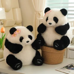 Super Cute Realistic Giant Panda Headwear Flower Plush Toy Soft Stuffed Fluffly Animal Hug Pillow Baby Appease Dolls Girls Gifts