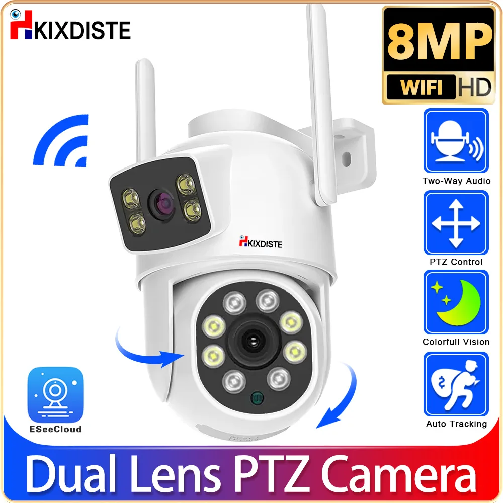 Dual Lens Baby 8MP 4K intelligent Wireless PTZ IP Human Tracking Cameras WIFI Outdoor Security Camera CCTV IP Pro Eseecloud APP