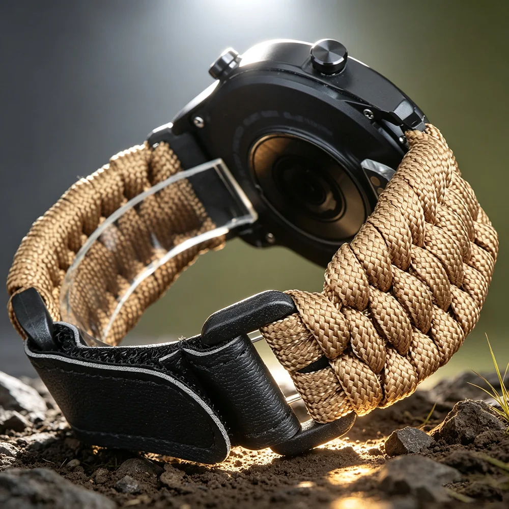 20/22mm Outdoor Atmungsaktives Seilarmband für Huawei Watch GT 2 2e 3 4 5 6 Pro 46 42mm Armband Xiaomi Watch S 3 4 5 6 7 Farbiges Band