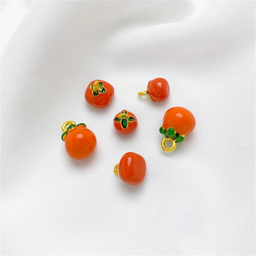 

Ancient Golden Good Persimmons Have Red Persimmons Charm Pendant DIY Jewelry Supplies Beads for Necklace Bracelet Craft Accessor