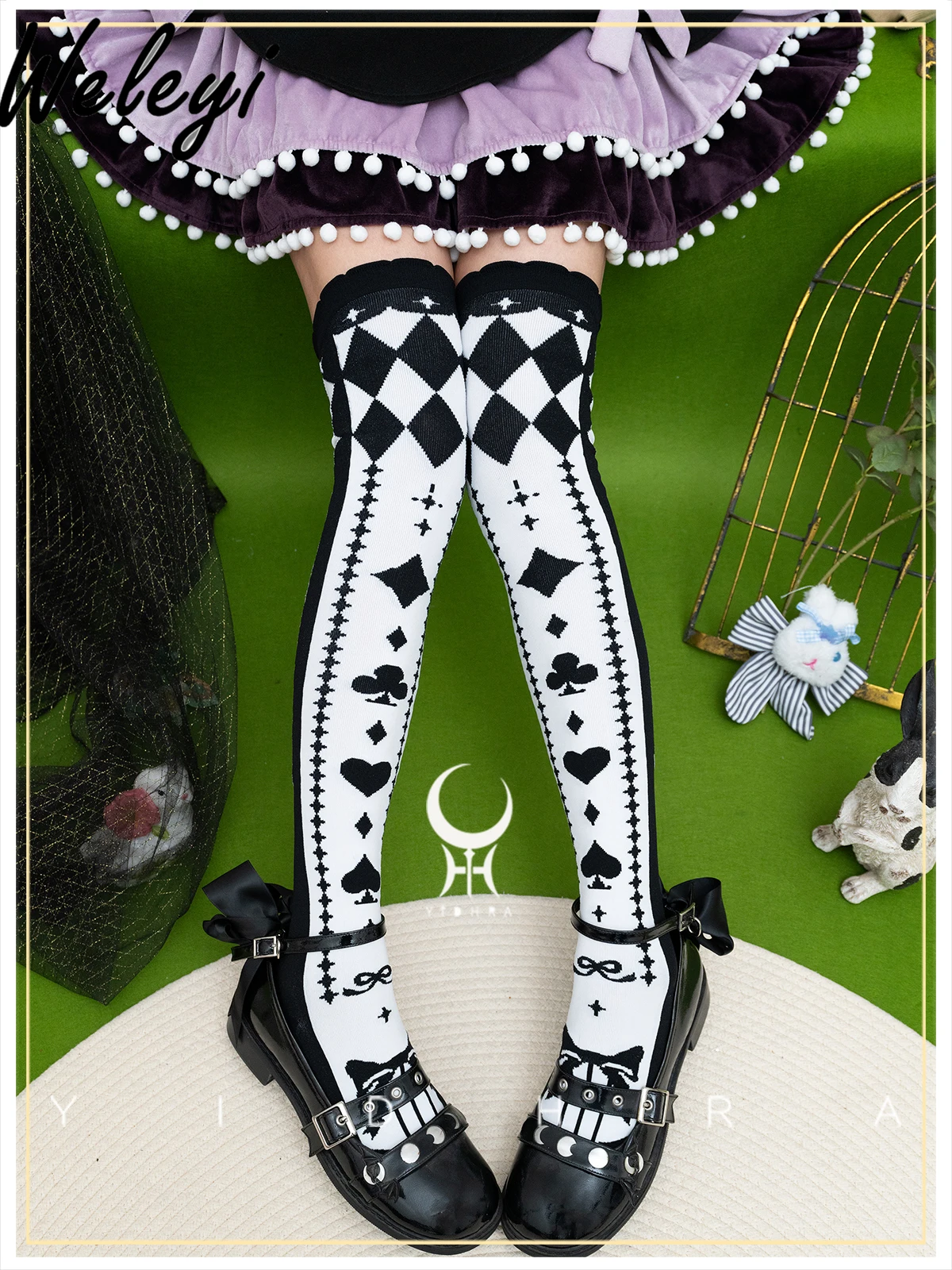 

Original Lolita Cute Printed High Stockings for Women 2024 Autumn New Japanese Style Jirai Kei Sweet Thigh High Socks Ladies