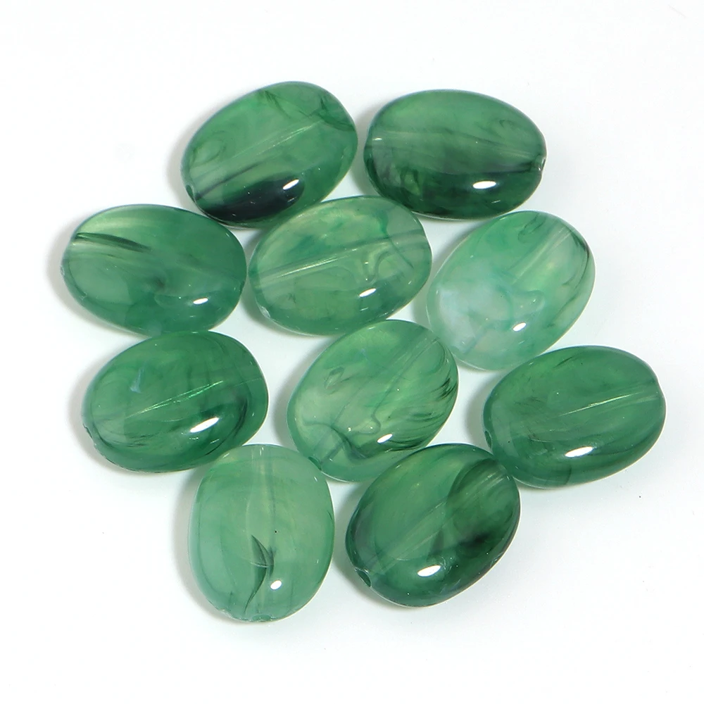 20 stuks 15x19mm Dubbele Kleur Ovale Acryl Kralen Imitatie Jade Steen Losse Spacer Kralen Voor Sieraden Maken DIY Armband ketting