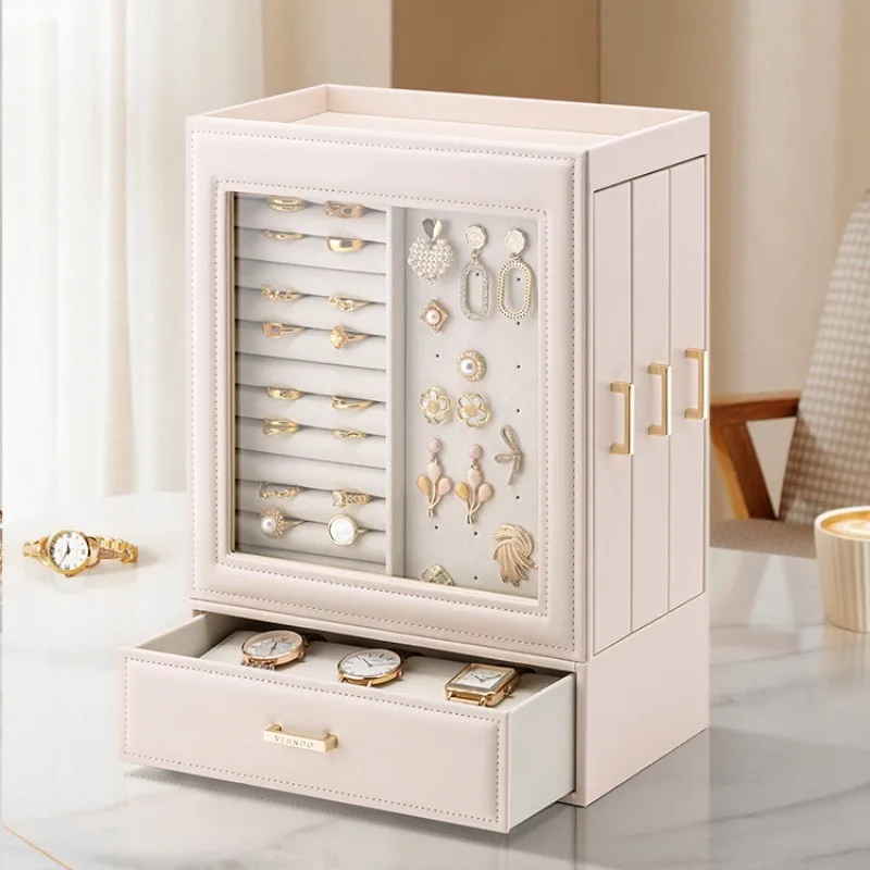 Leather Jewelry Box Luxury Organizer with Drawers Large Jewelry Box Vertical for Women Multi Functional Display Storage Gifts