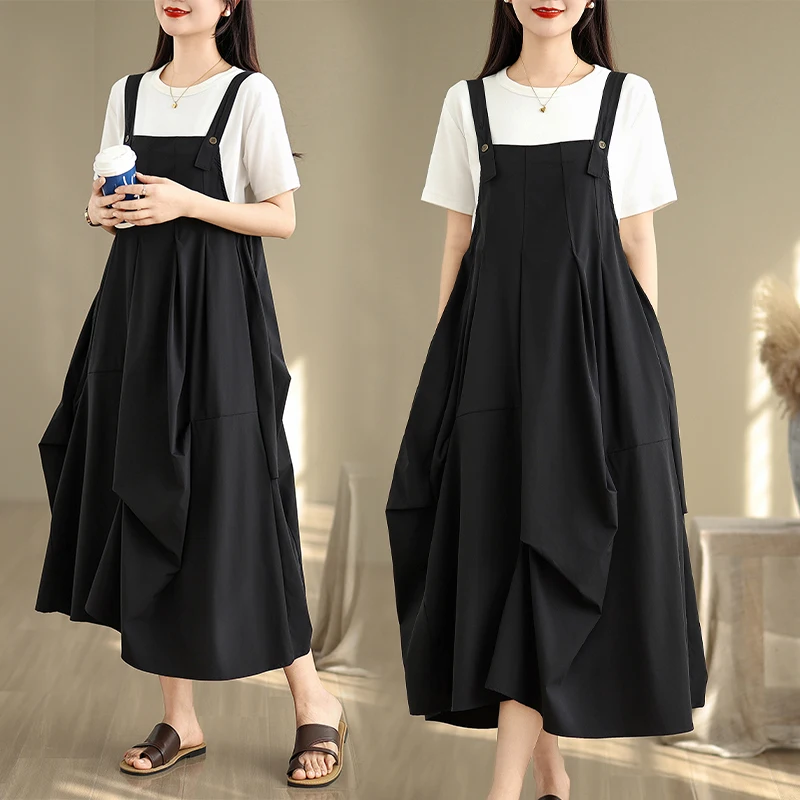 

Новинка лета Sle k Hong Kong Sle Pure Color Midi Dr Bla Юбка на бретелях Модная женская одежда Свободы для поездок на работу...