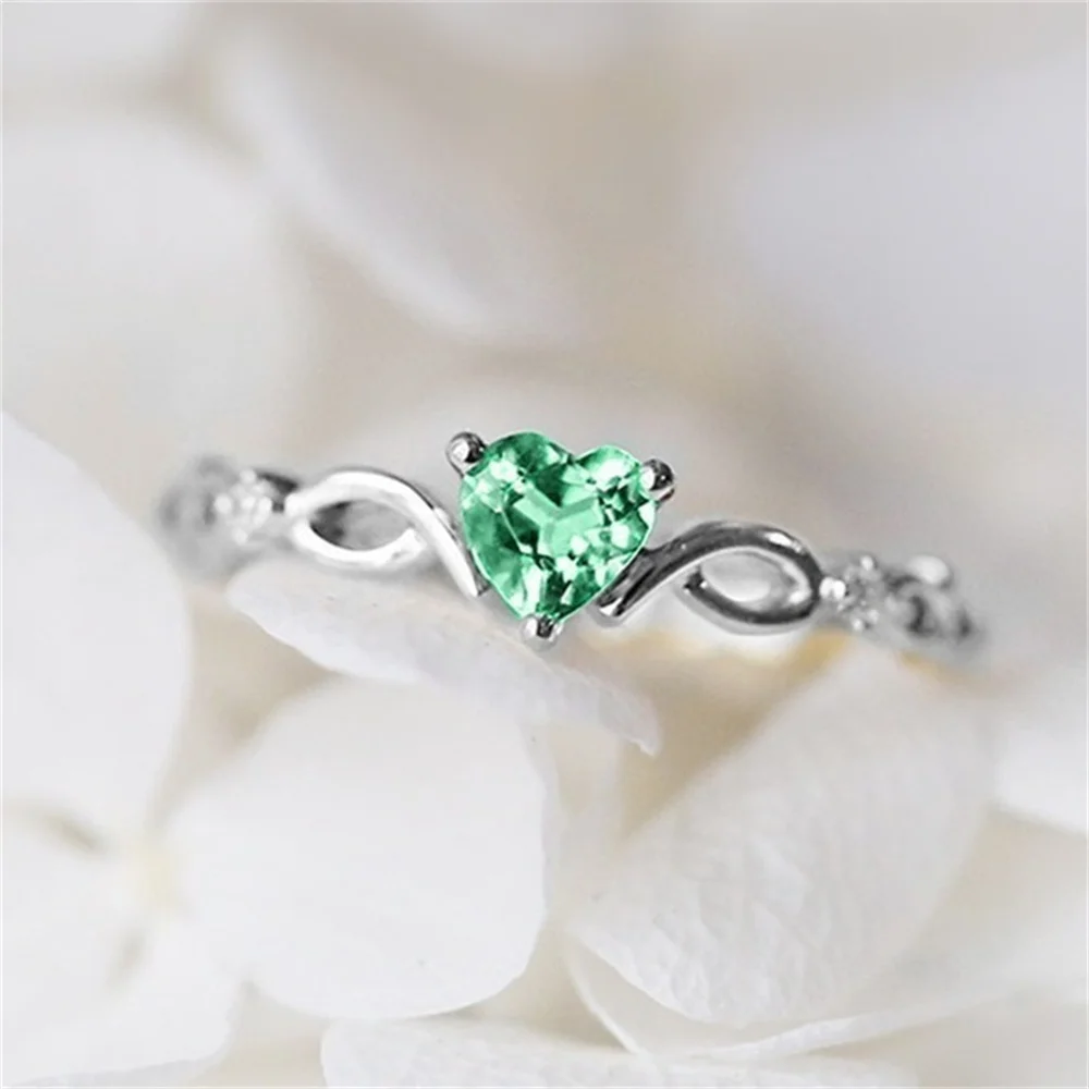 Store Promotion Price Heart Love Ring Exquisite Colorde Red Zircon Silvery Golden Ring For Women&Girl Fashion Charm Jewelry Gift