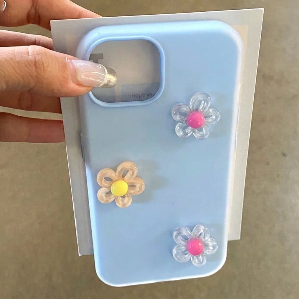 Blaue 2-in-1-Handyhülle mit 3D-DIY-Blumen-Lanyard für Xiaomi Redmi 15C 14C Note 14 13 12 Pro 4G 5G TPU-Silikon stoßfeste Hülle – Detail 3