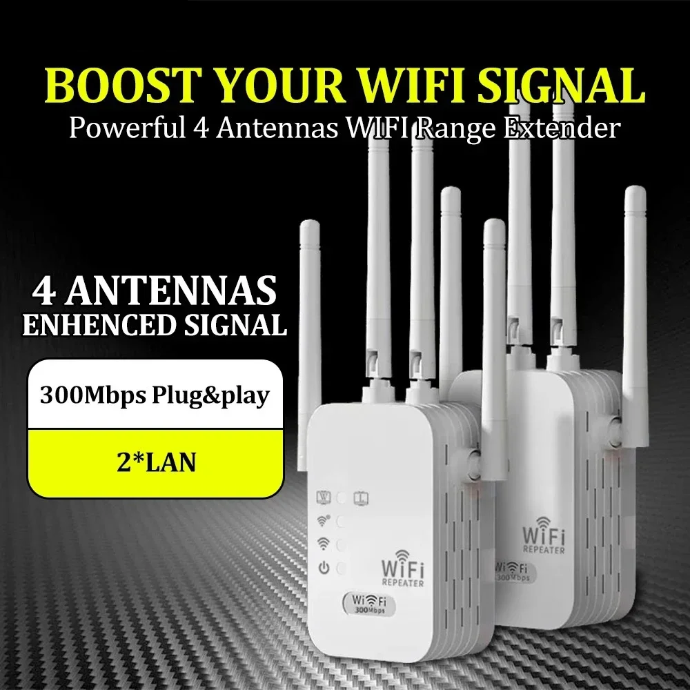 2.4G WiFi Repeater 2LAN 300Mbps repetidor of signal booster wifi amplificador range repeater wireless access point AP