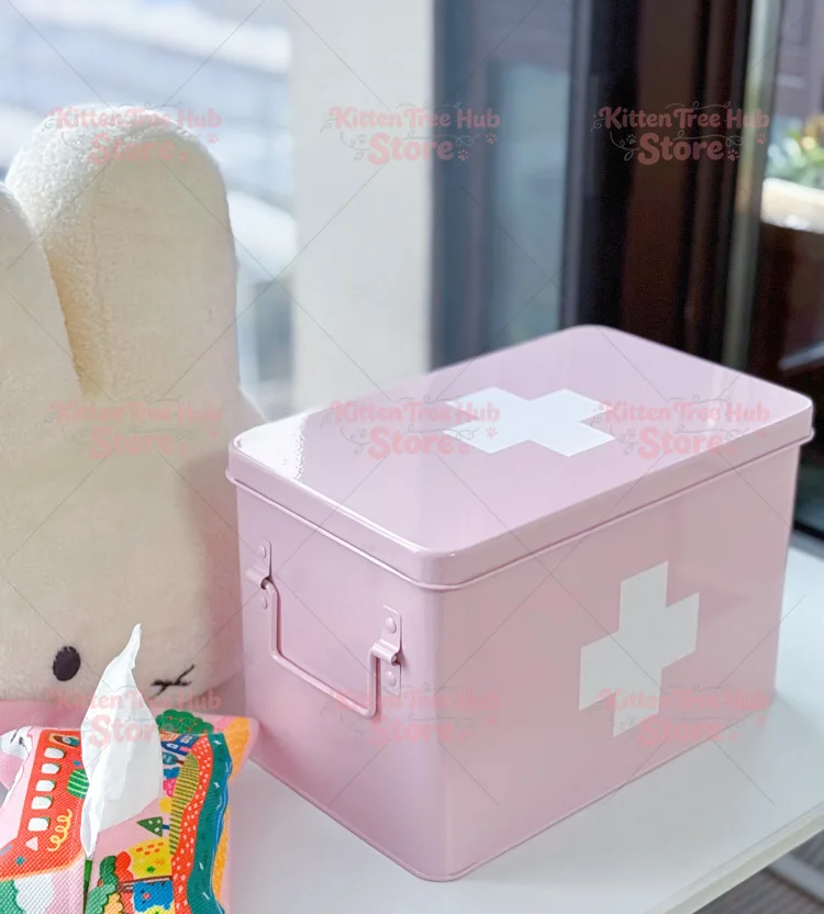 Aesthetic Pink Multi-Layer Storage Box, Spacious Desktop Organizer