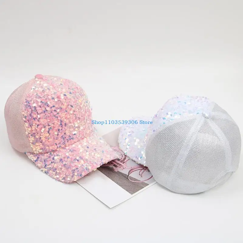 

400A Outdoor Baseball Caps Full Sequins Visors Hat for Driving Cycling Adult Adjust Head Size Cycling Hiking Mesh Visors Hat