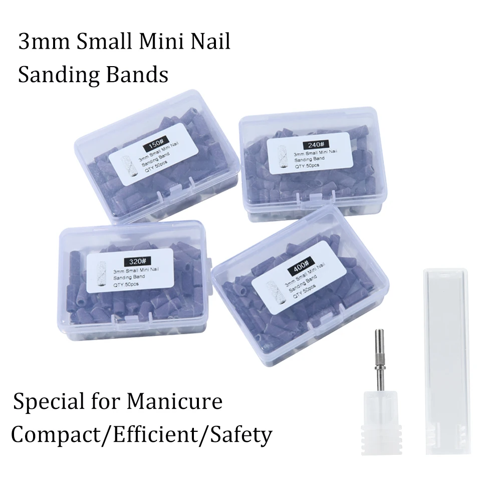 3MM Black Purple Sanding Bands Set Machine Nail Drill Bits Mandrel For Foot Care Polishing Manicure Gel Polish Remover Tools