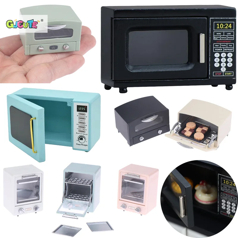 1 pçs casa de bonecas em miniatura forno microondas simulação aparelhos elétricos móveis cozinha modelo decoração brinquedo casa boneca acessórios