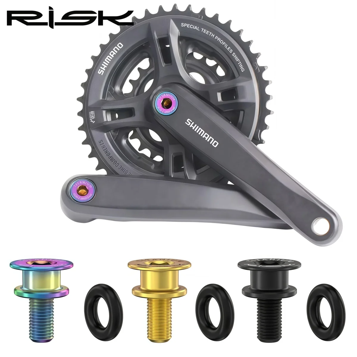 

RISK Titanium Square Taper Bottom Bracket Bolts – M8x15mm For Folding Bike (Brompton Dahon 412) Crank Arm Fixing Screws (2 Pcs)