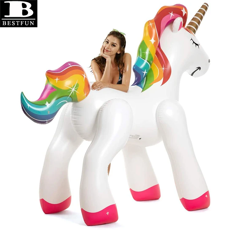 PVC giant inflatable rainbow unicorn yard sprinkler durable plastic animal shaped pegasus garden lawn sprayer summer party toys