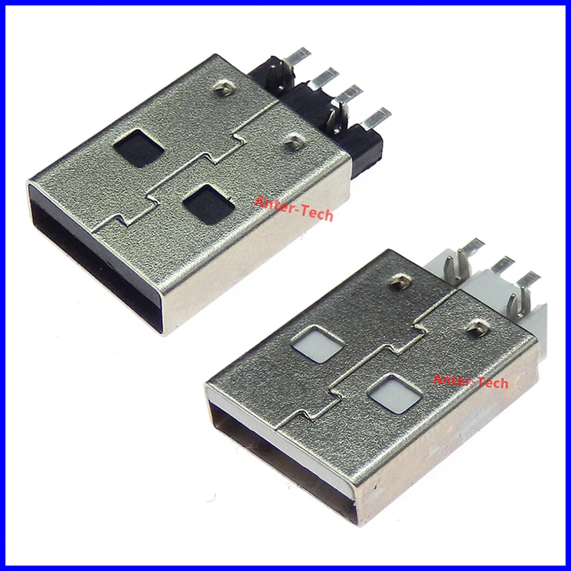 10Pcs IMC Hot new Type A male USB 2.0 4pin plug socket connectors with black plastic cover straight insert patch DIP SMD SMT PCB