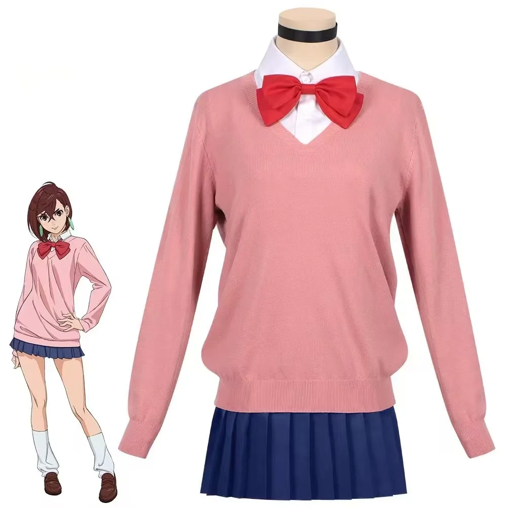 

Dandadan Ayase Momo Cosplay Costume Pin Sweater Blue Pleated Skirt Set Anime School Uniform Outfit For Women Comic Con Halloween