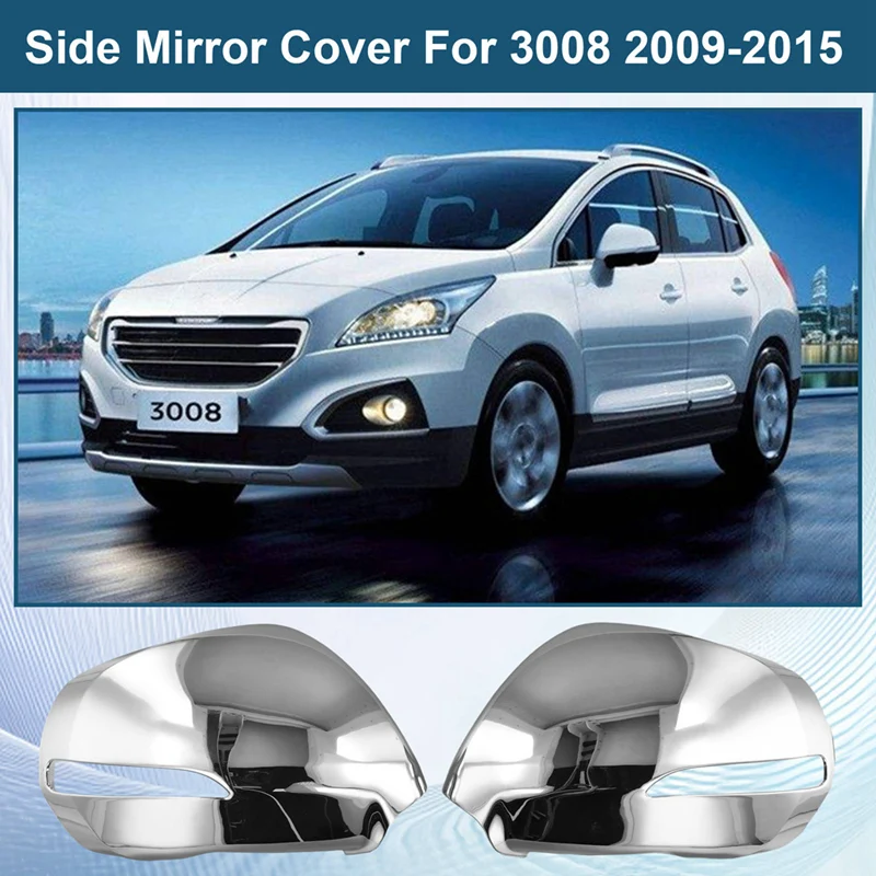 Car Styling Side Mirrors Glossy Pairs Cover Accessories For Peugeot 3008 2009-2015 Rearview Rear View Overlay