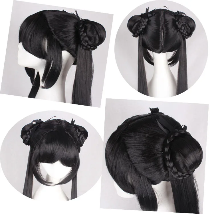 Long Twin Ponytail Synthetic Wig Anime Cosplay Costume for Fantasy Princess Inspired Game Maid Dress Up Party