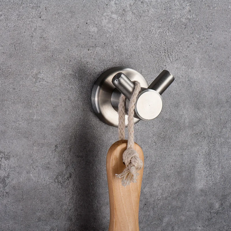 

304 Stainless Steel Clothes Hook Hotel Bathroom Hooks Thick Double Hook Hanging Clothes Hook Bathroom Accessories