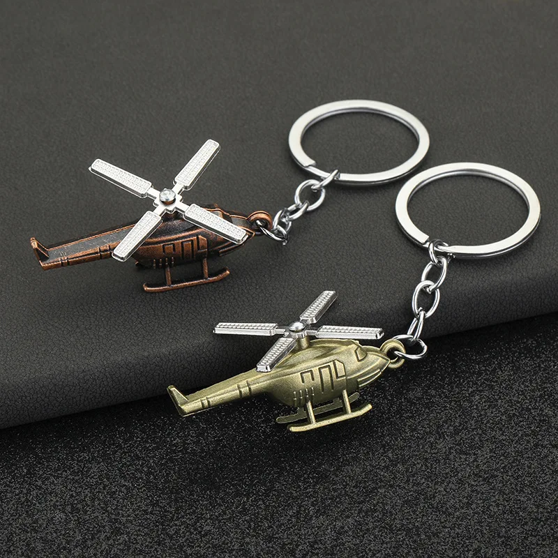 Creative Hot Sale Vintage Helicopter Keychain Men Women Fashion Pendant Keyring Jewelry Car Key Accessories 2023 New