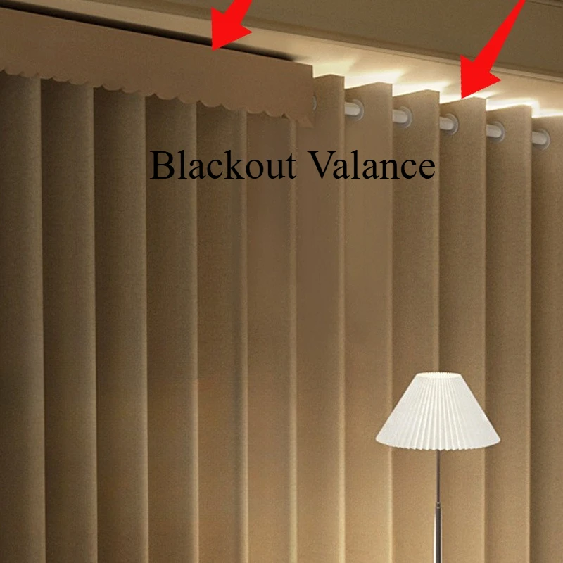 

Self-adhesive Without Hole Punching Blackout Velcro Valance Convenient Curtains for Living Room Bedroom Dining Study Custom Size
