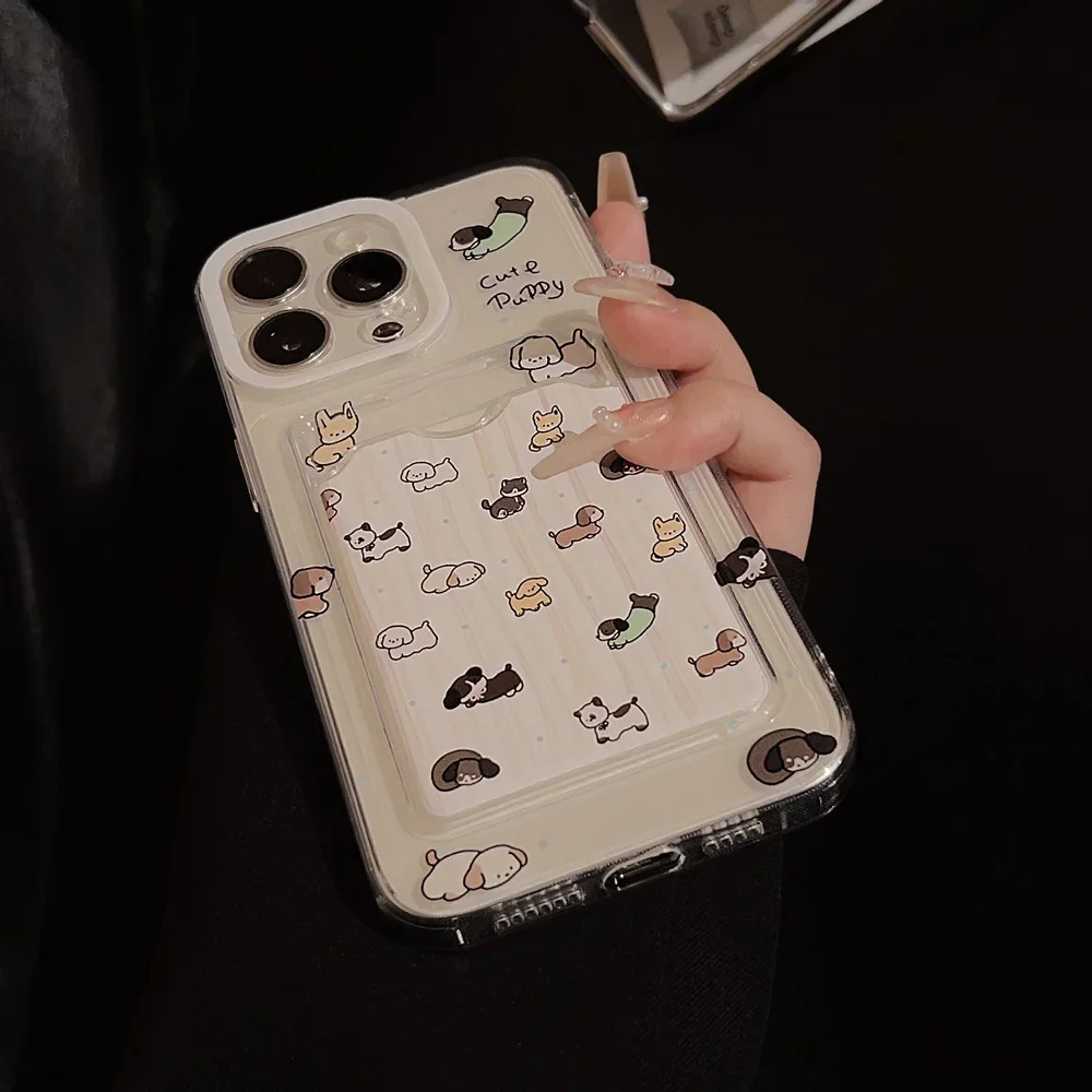 Zabawny szczeniak przedszkole Etui na karty fotograficzne Przezroczyste etui na telefon do iPhone'a 16 15 14 13 12 Pro Max Xr 15 14 Plus Etui Cute Cover