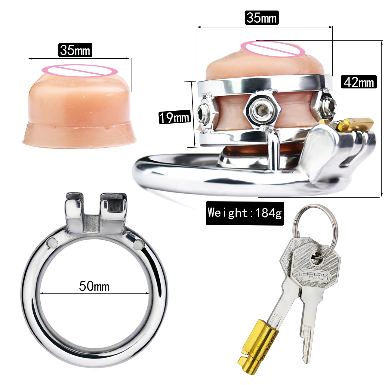 HigherQuality Simulation Vagina Sissy Chastity Device with Urinal Tray Stainless Steel Chastity Belt Male Erect Denial Cock Cage