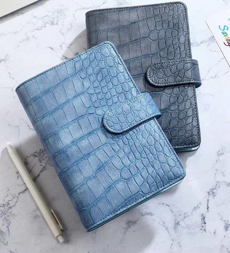 New Crocodile Pattern A6 PU Leather DIY Binder Notebook Only Covers Diary Books Schedule Covers School Stationery