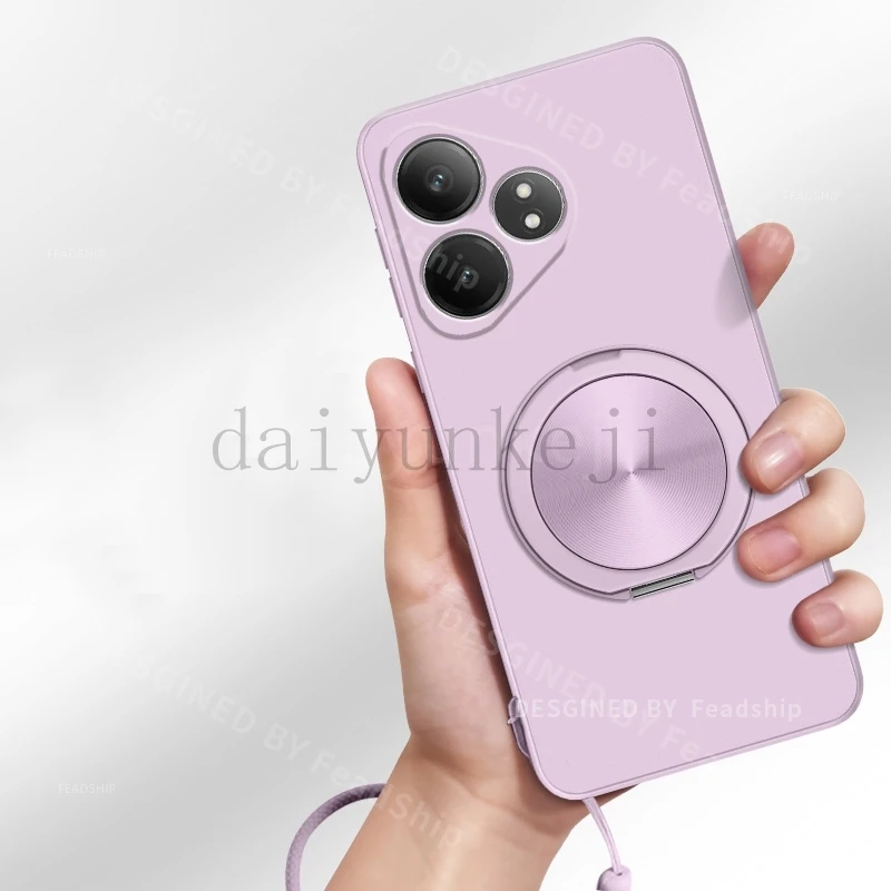 Etui na telefon z magnetycznym uchwytem do Realme GT NEO 6 7 SE, silikonowe miękkie etui na GT6 GT7 z uchwytem i osłoną ekranu. — zdjęcie produktu 3