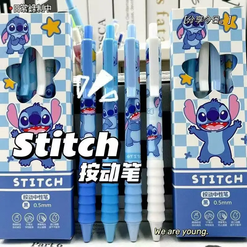 Set Kawaii Stitch Anime Press Gel Pens Writing Cute 0.5mm Black Ink Signature Pen School Office Supplies Kids Stationery Gift