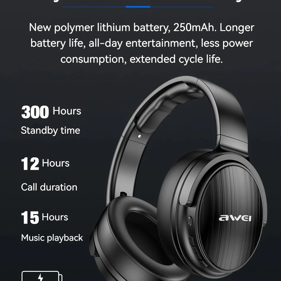 

AWEI A780BL Bluetooth 5.0 Наушники-вкладыши 40 мм Драйвер Воспроизведение 15 часов Складная проводная/беспроводная музыкальная гарнитура