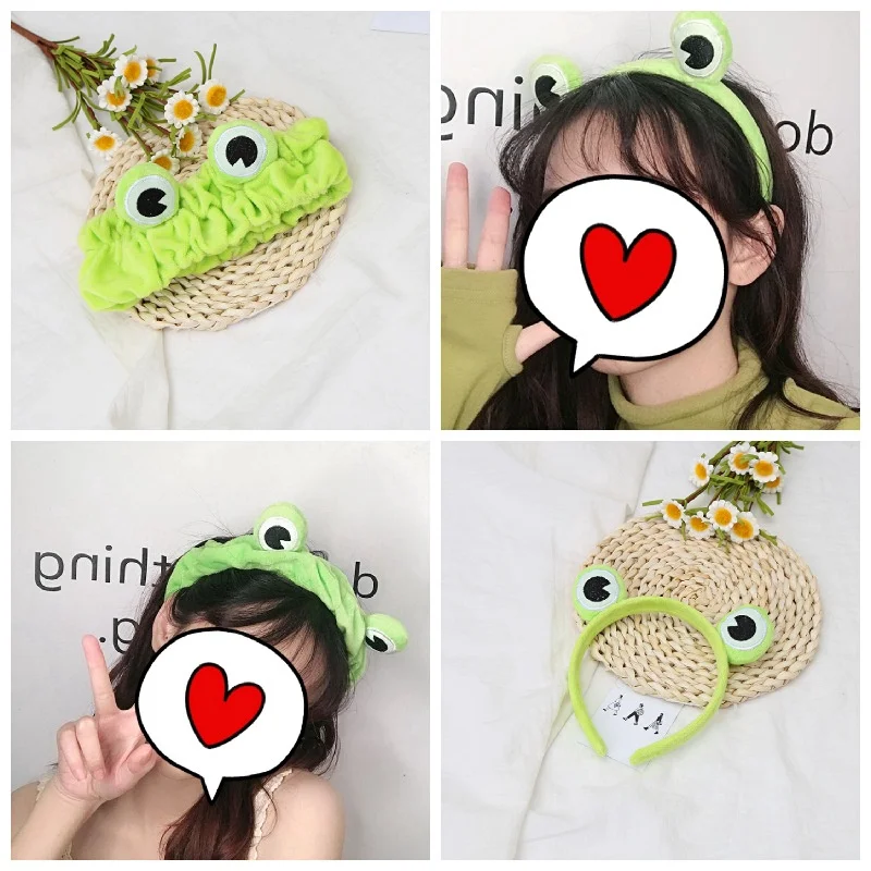 Funny Frog Washing Face Hairband for Women Korean Ins Cute Hair Band Cartoon Animal Velvet Girl Headband Hair Accessories