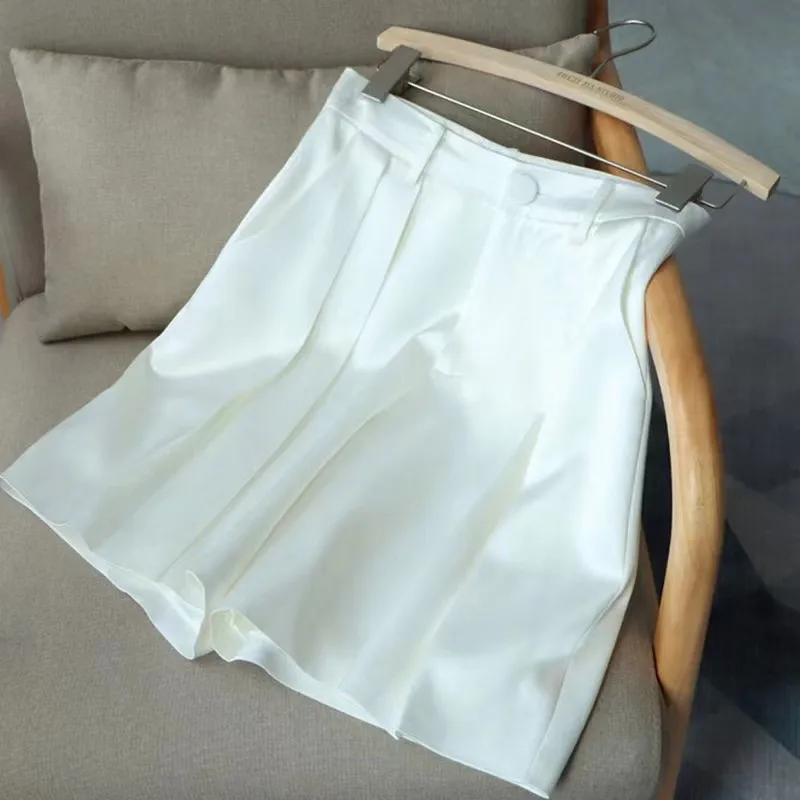 Women Champagne Y2k Urban Shorts Vintage Harajuku Knee Length Suits Shorts 90s High Waist Short Pants 2000s Clothes Summer 2025