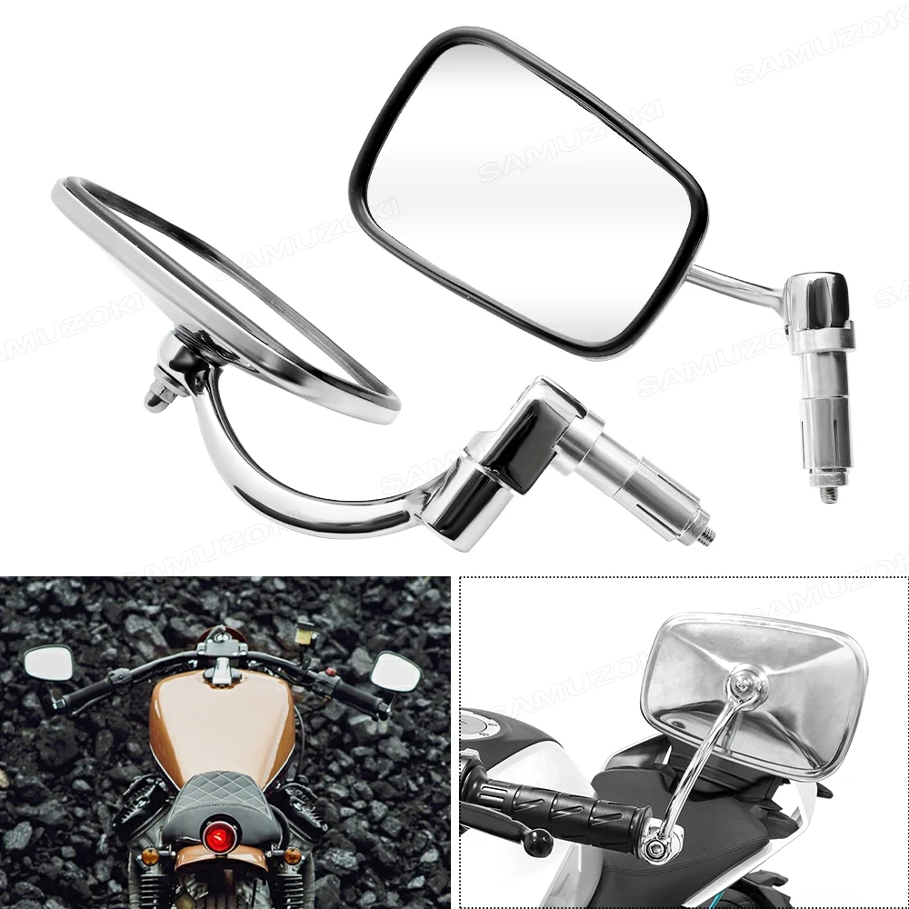 

Motorcycle Chrome Aluminum 7/8" 22mm Handle Bar End Side Rear View Mirrors Offroad Universal Cafe Racer Scooter Offroad Bike