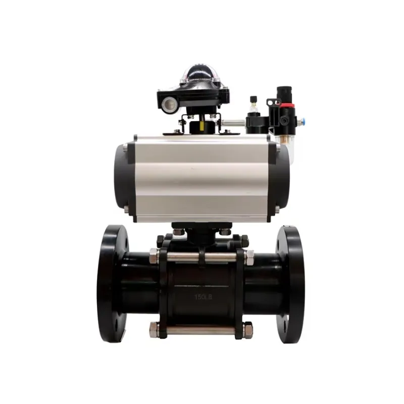 

WCB из углеродистой стали ANSI, 3 шт., трехкомпонентный фланцевый шаровой кран с пневматическим приводом, OEM, индивидуальная поддержка