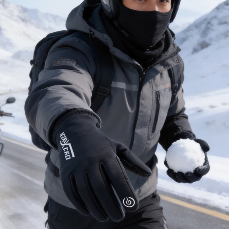JCAA Winter Waterproof Motorcycle Gloves Men Women Warm  Riding Glove for Cycling Non-Slip Thermal Gear Black Gloves S-XL