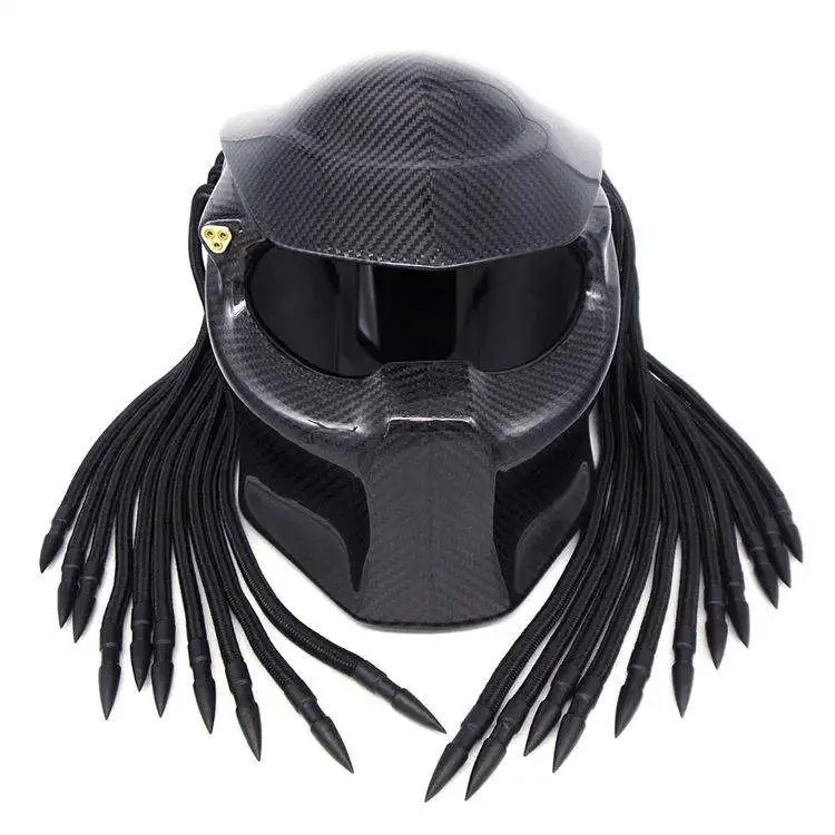 Personalized Iron Man Retro Carbon Fiber Shaped Full-Face Motorcycle Helmet Electric Motorcycle Men's Women's Sports Car Use