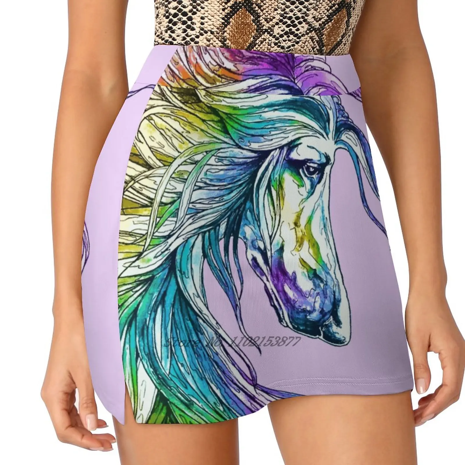 Afghan Hound. Bright Rainbow Colours. Women Sports Skirt Tennis Golf Dance Fitness Running Yoga Skirts Afghan Hound Hound