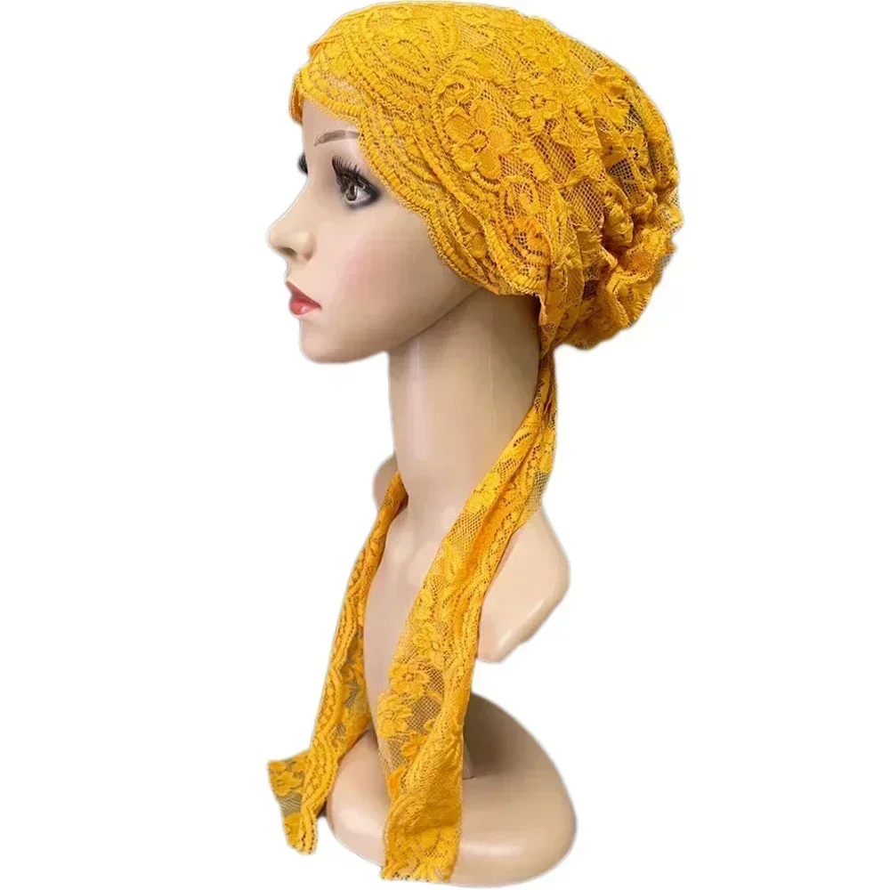 Muslim Women Ladies Underscarf Lace Beanie Bonnet Islamic Turban Headwear Arab Ninja Chemo Cap Hair Loss Hat Headscarf Cover New