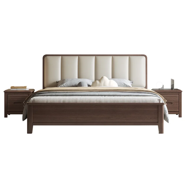 

Modern Standard Size Bedroom Furniture Customized Solid Pine Wood Double Box Bed Storage Latest Designs Wholesale Price Nevant