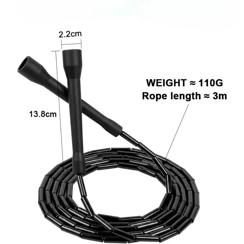 Bamboo Knot Rope PE Beaded Segmented Jump Rope Fitness Jump Rope Exercise Racing Jump Rope Gym Fitness Sport Training Equipment