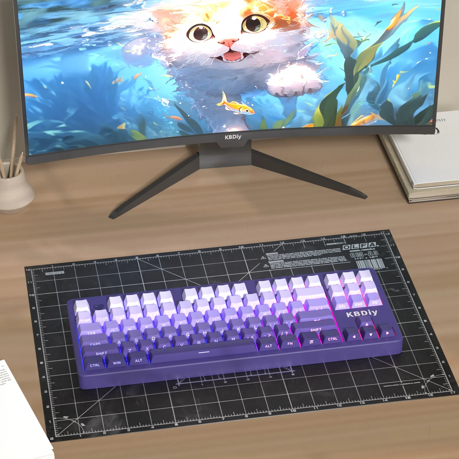 Imagem -06 - Kbdiy-gradiente Roxo Pbt Side Print Brilho Através Backlit Keycaps para Gateron Cherry mx Teclado Mecânico 133 Chaves