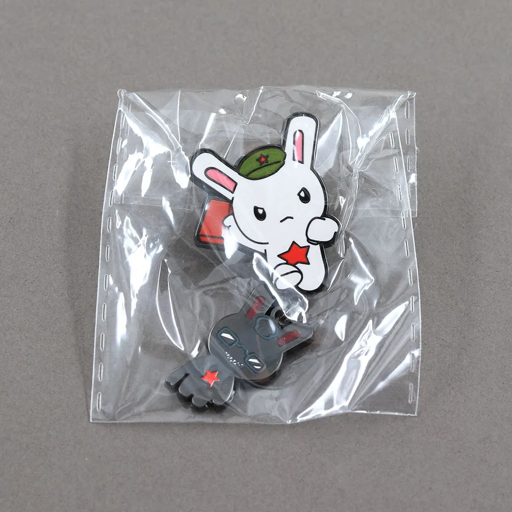 Year Hare Affair Doppelhase Emaille-Pin Roter Stern Cartoon-Hase Anstecknadel Anime-Brosche für Kleidung Rucksack Dekoration Fangeschenk – Detail 12