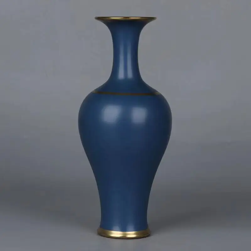 

11.42" Old China Qing dynasty porcelain Yongzheng Blue glazed fish tail vase