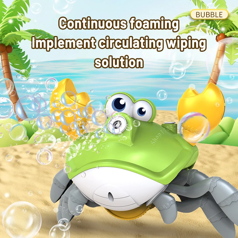 New Electric Crab Bubble Machine With Light Sensing Crawling Blowing Bubbles Crab Children's Party Educational Toy