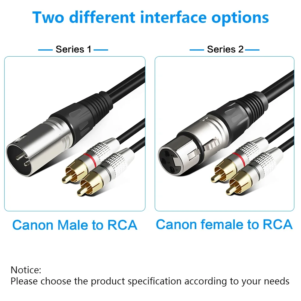 FSU Audio 2RCA Cable macho a XLR 3 pines macho hembra amplificador de cañón enchufe de mezcla AV Cable Dual XLR a Dual RCA 1,5 M/3M/5M