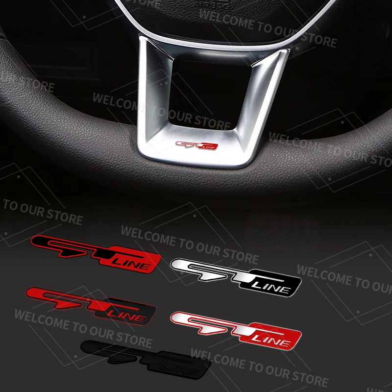 GT Linha Emblema Auto Interior Logotipo de Metal Emblema Adesivo de Volante de Carro Para Kia Sorento Ceed Picanto Stinger Stonic K3 K7 K5 K9