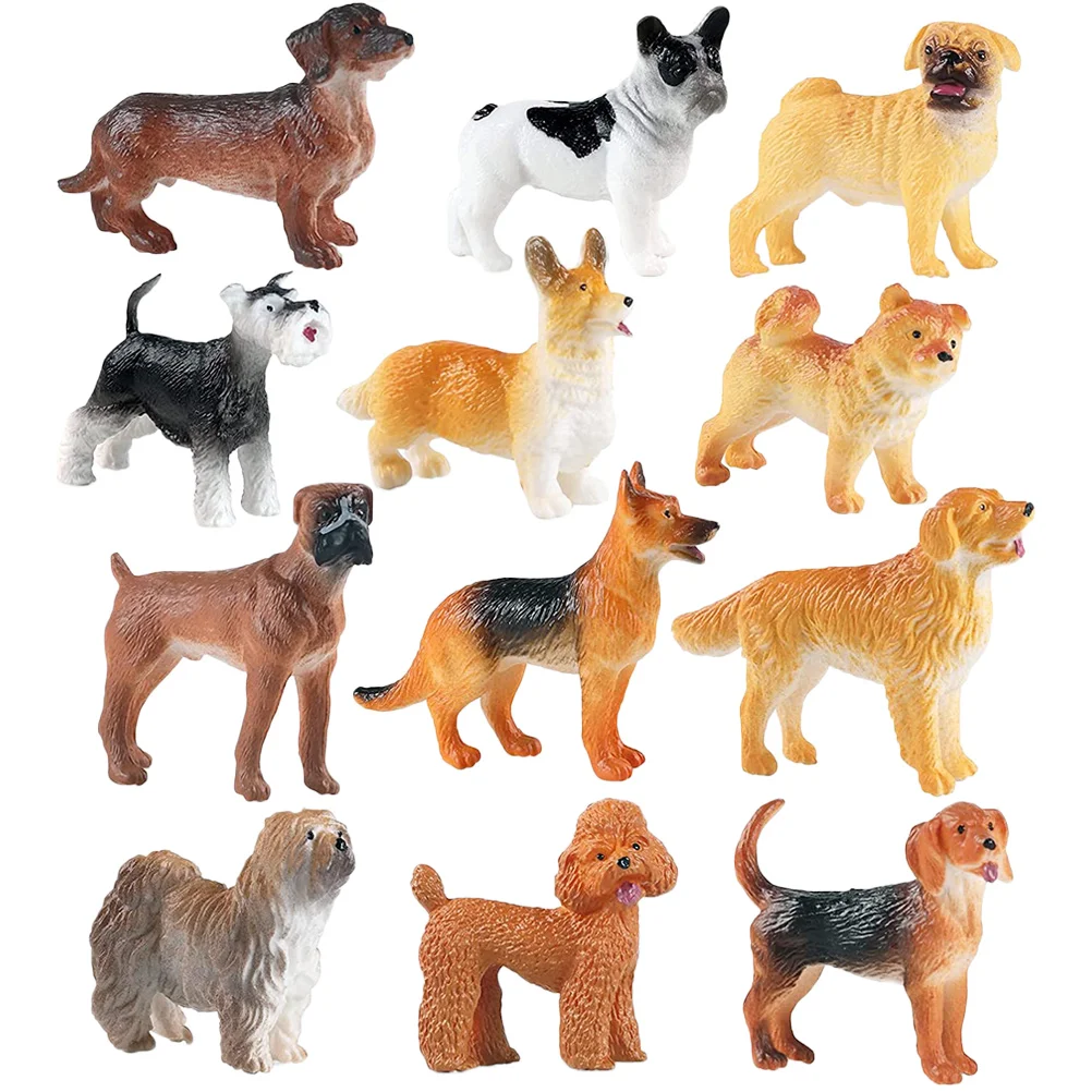 12 Pcs Kids Toys Resin Puppy Animal Wear-resistant Dog Figurines Interesting Models Child Mini Figures Adorable