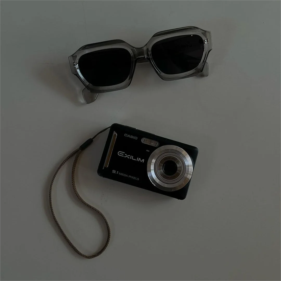 SHEEN KELLY Retro Sunglasses Hexagonal Thick Men Women Trendy Oversized Square Chunky Black Glasses 90s Dark