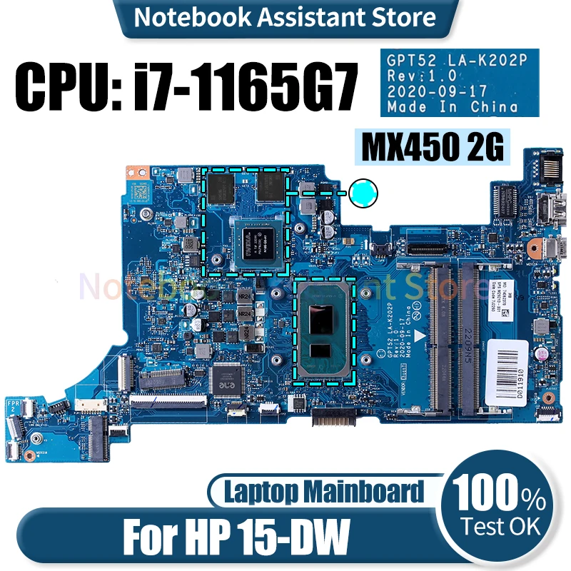 

For HP 15-DW Laptop Mainboard LA-K202P M29213-601 M29213-001 i7-1165G7 Notebook Motherboard