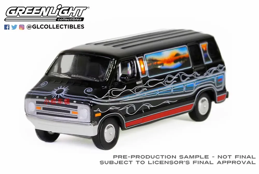 1:64 Vannin’ - 1977 Dodge B-100 Diecast Metal Alloy Model Car Toys For Gift Collection